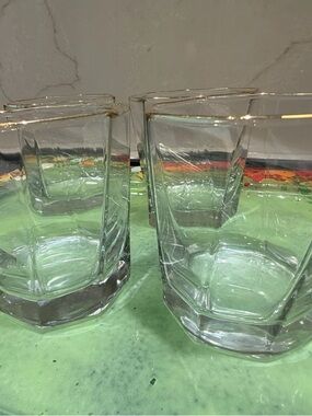 Set of Faceted Clear Glass Tumblers